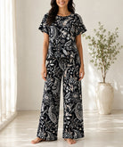Ladies Black And White Paisley Print Two Piece Set - StylePhase SA