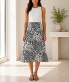 Ladies Black And White Patterned Midi Skirt - StylePhase SA