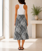 Ladies Black And White Patterned Midi Skirt - StylePhase SA