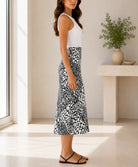 Ladies Black And White Patterned Midi Skirt - StylePhase SA