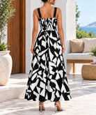 Ladies Black And White Ring Detail Strappy Maxi Dress - StylePhase SA