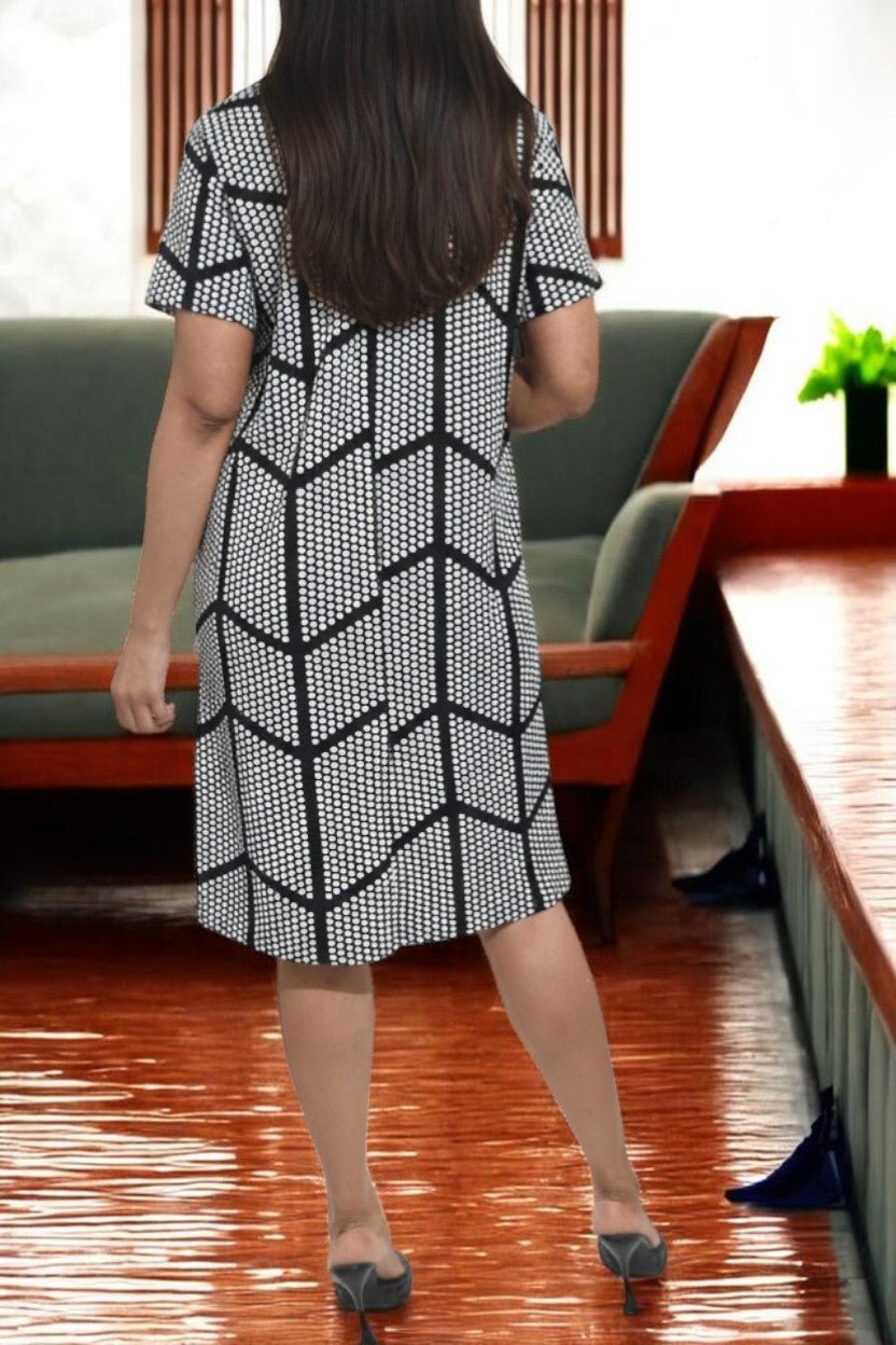 Ladies Black And White Spotted Dress - StylePhase SA