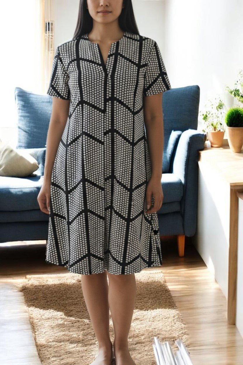 Ladies Black And White Spotted Dress - StylePhase SA