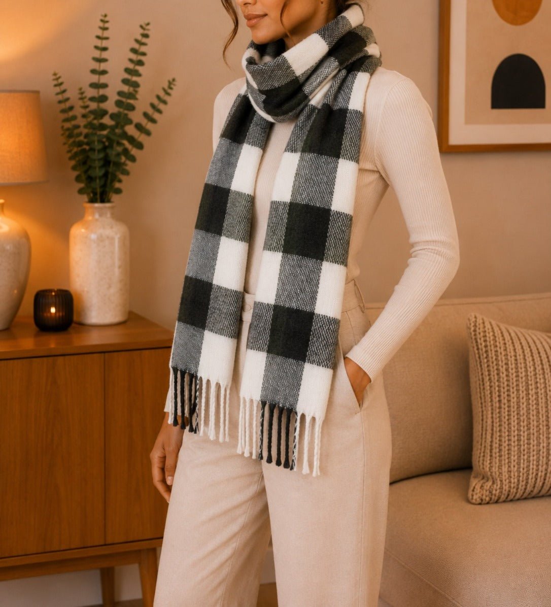 Ladies Black And White Winter Scarf - StylePhase SA