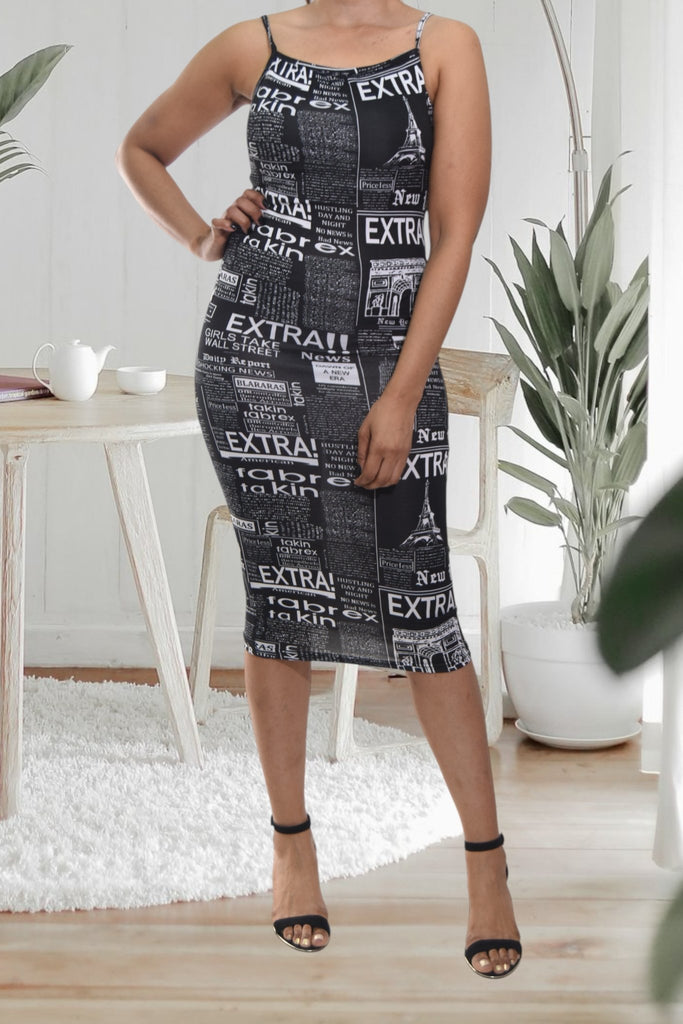 Ladies Black Bodycon Strappy Dress - StylePhase SA
