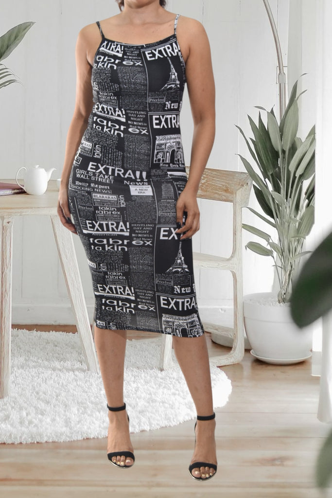 Ladies Black Bodycon Strappy Dress - StylePhase SA