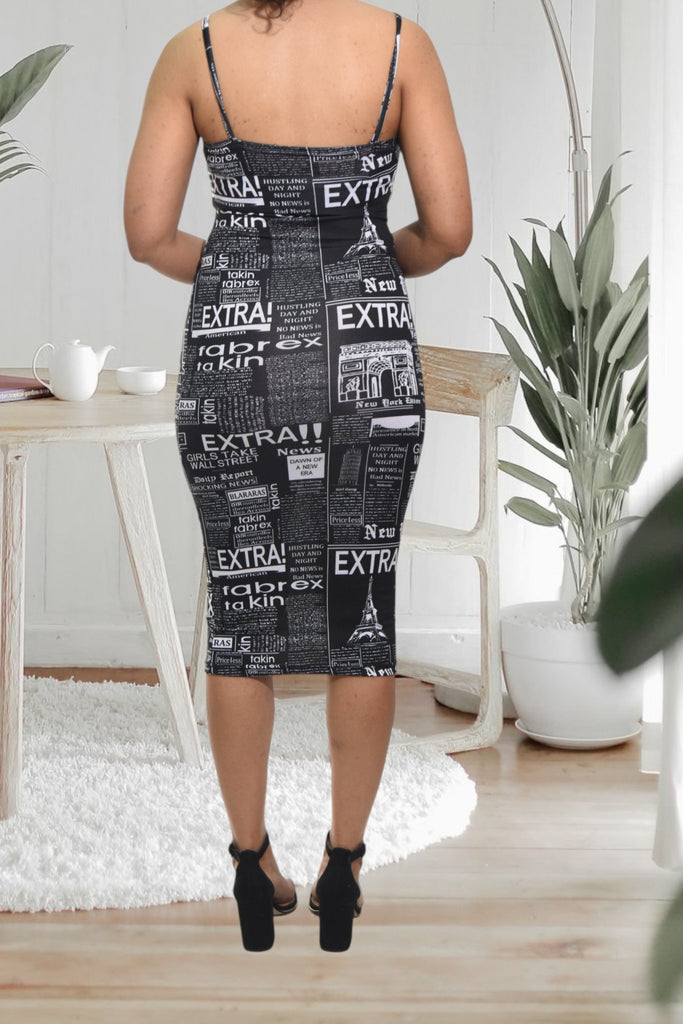 Ladies Black Bodycon Strappy Dress - StylePhase SA