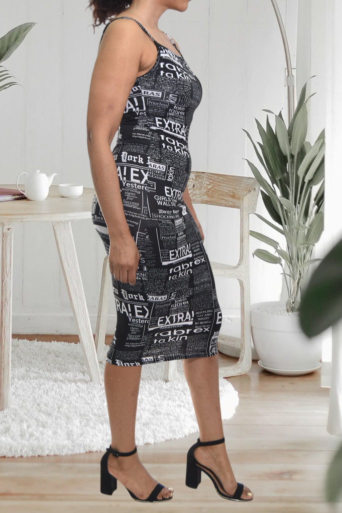 Ladies Black Bodycon Strappy Dress - StylePhase SA