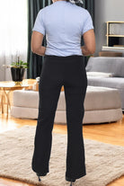 Ladies Black Bootleg Pants With A Side Zip (Side Slit button) - StylePhase SA