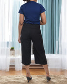 Ladies Black Bootleg Side Zip 3/4 Pants (No Button) - StylePhase SA