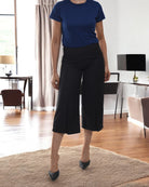 Ladies Black Bootleg Side Zip 3/4 Pants (No Button) - StylePhase SA
