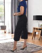 Ladies Black Bootleg Side Zip 3/4 Pants (No Button) - StylePhase SA