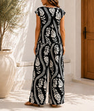 Ladies Black Botanical Print Two Piece Set - StylePhase SA