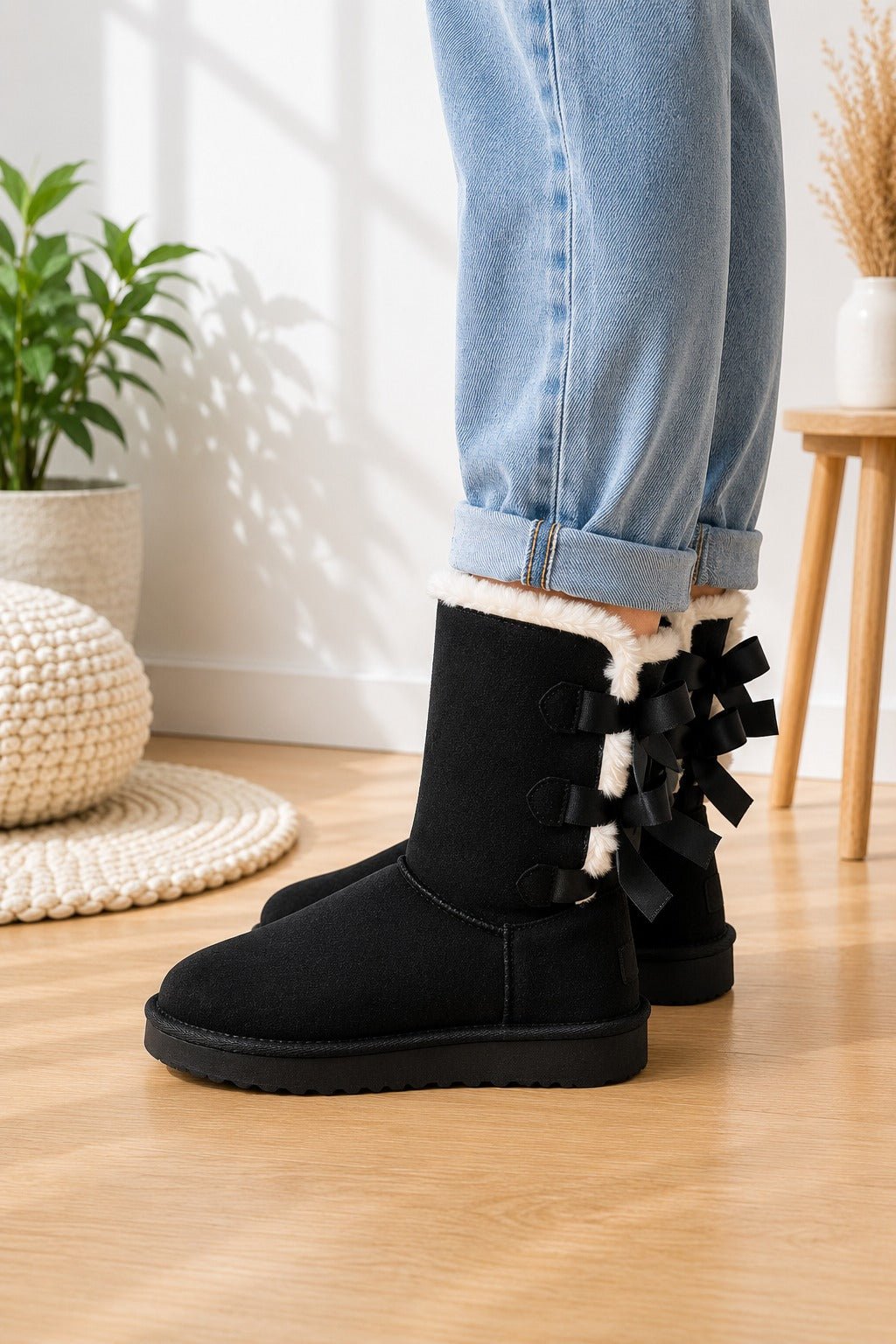 Ladies Black Bow Boots - StylePhase SA
