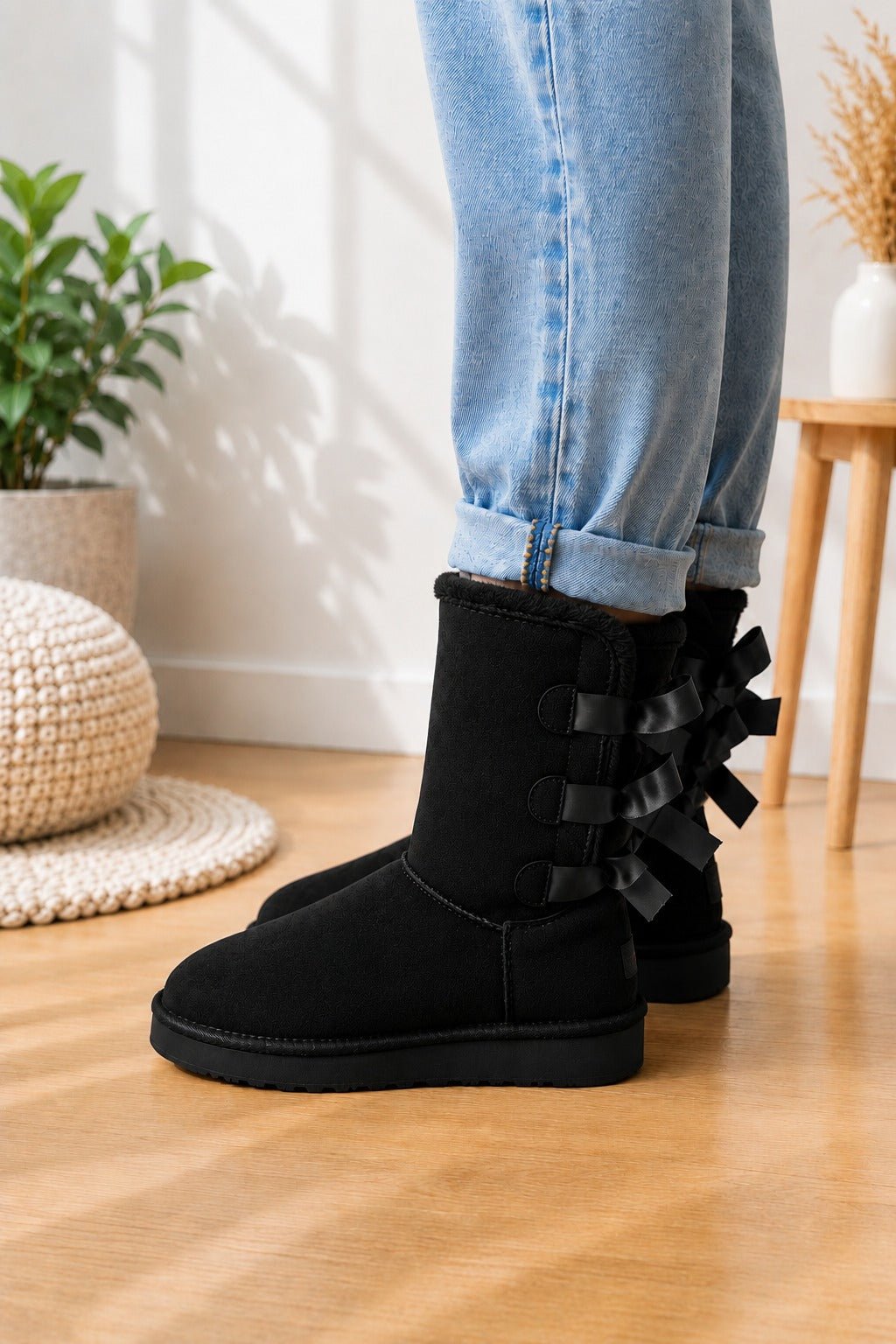 Ladies Black Bow Boots - StylePhase SA