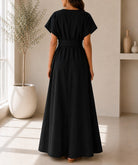 Ladies Black Buckle Belt front Slit Maxi Dress - StylePhase SA