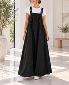 Ladies Black Buckle Strap Side Pocket Maxi Dress - StylePhase SA