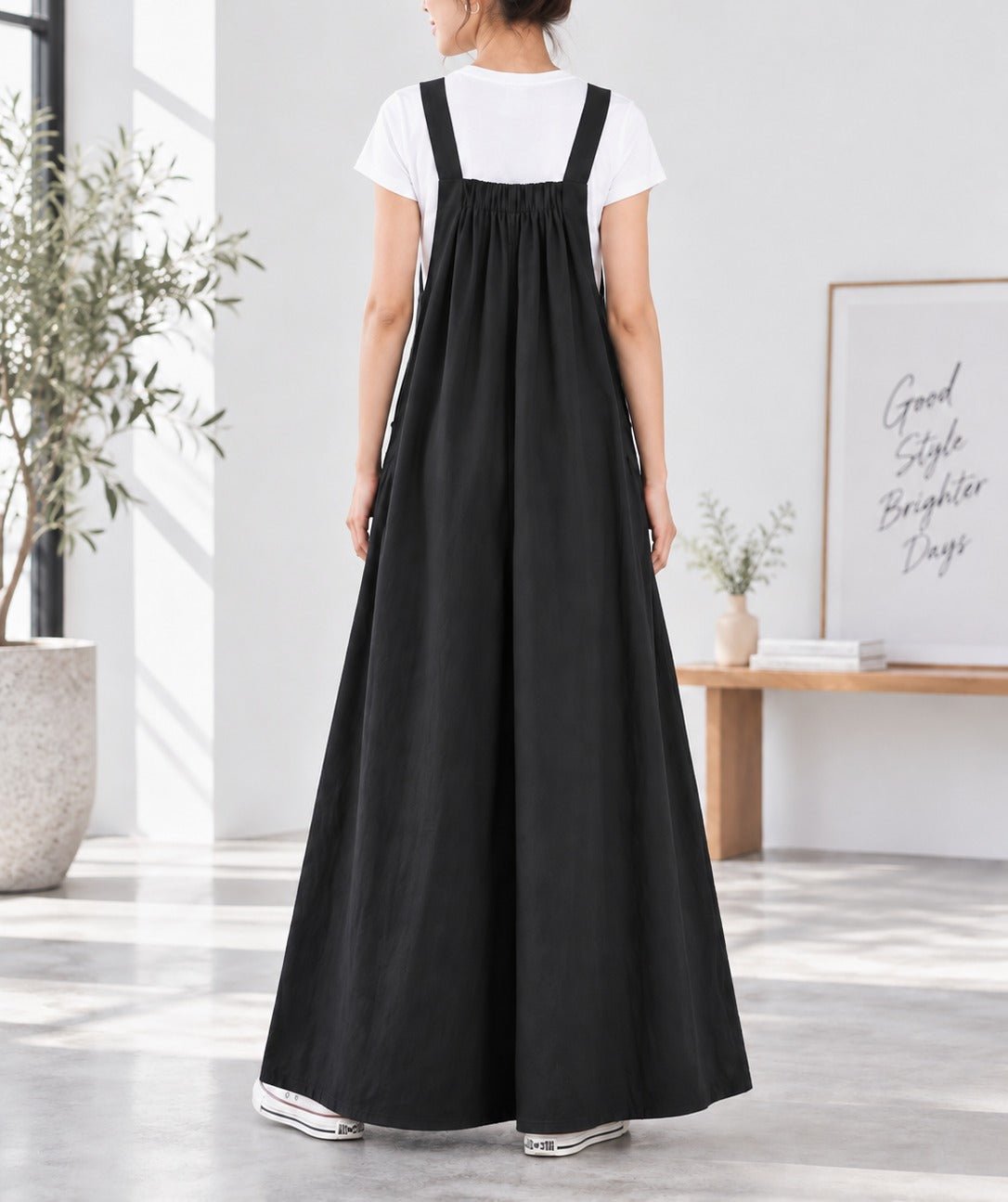 Ladies Black Buckle Strap Side Pocket Maxi Dress - StylePhase SA