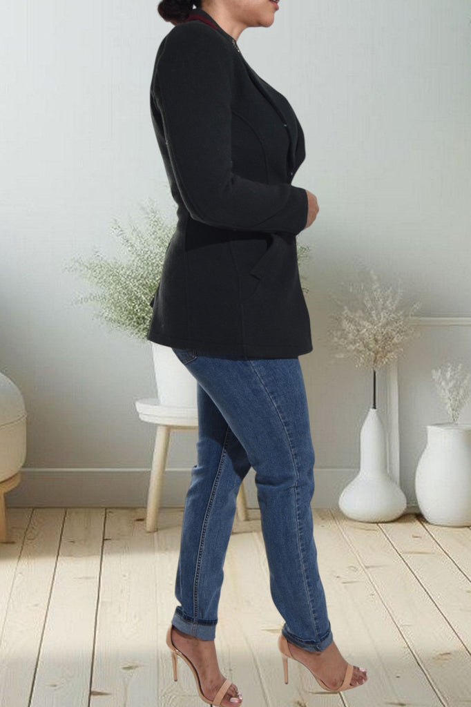 Ladies Black Button Blazer Coat - StylePhase SA