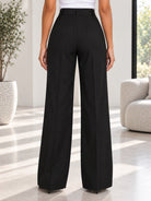 Ladies Black Button Front Long Pants - StylePhase SA