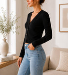 Ladies Black Button Jersey - StylePhase SA