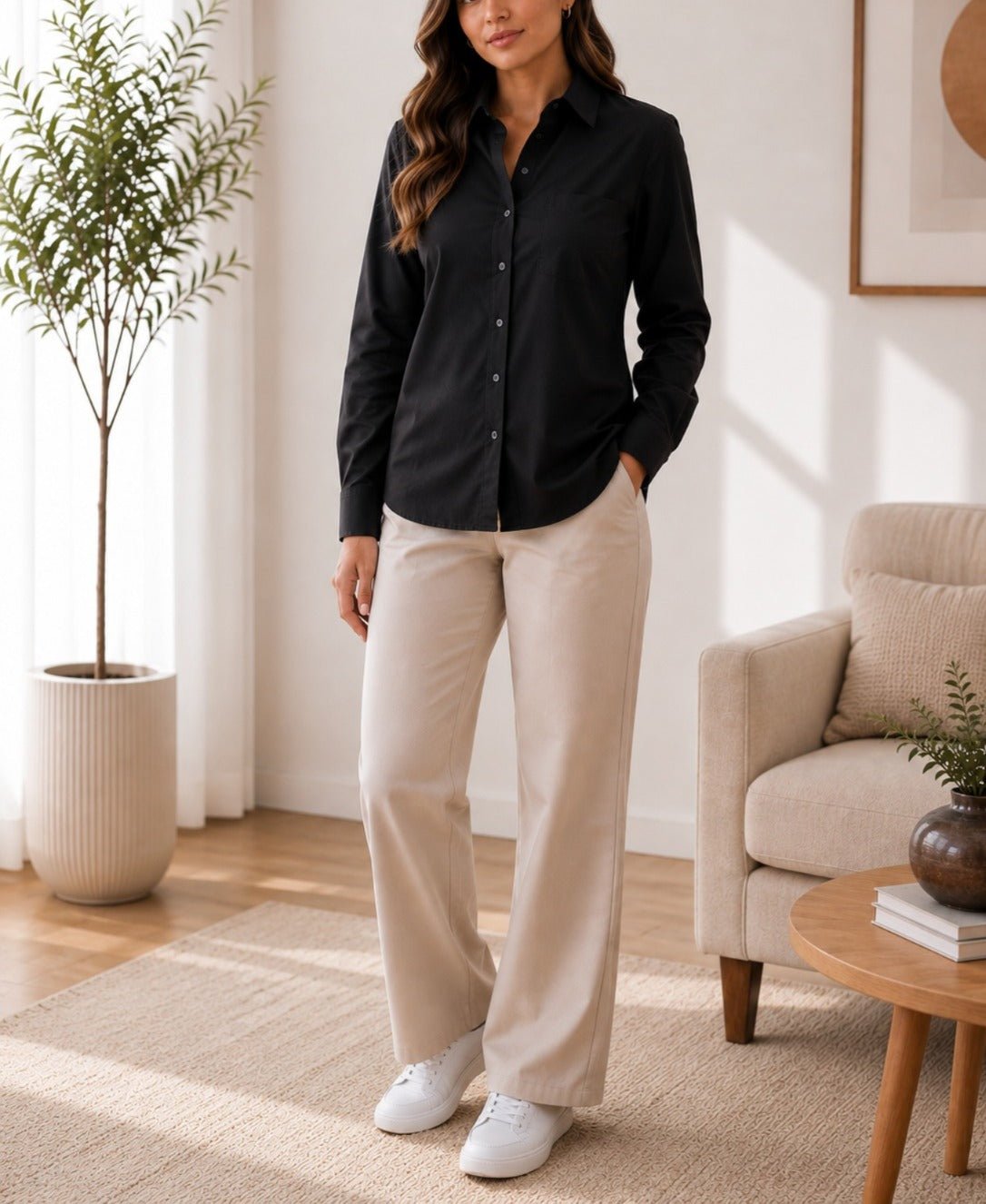 Ladies Black Button Shirt - StylePhase SA