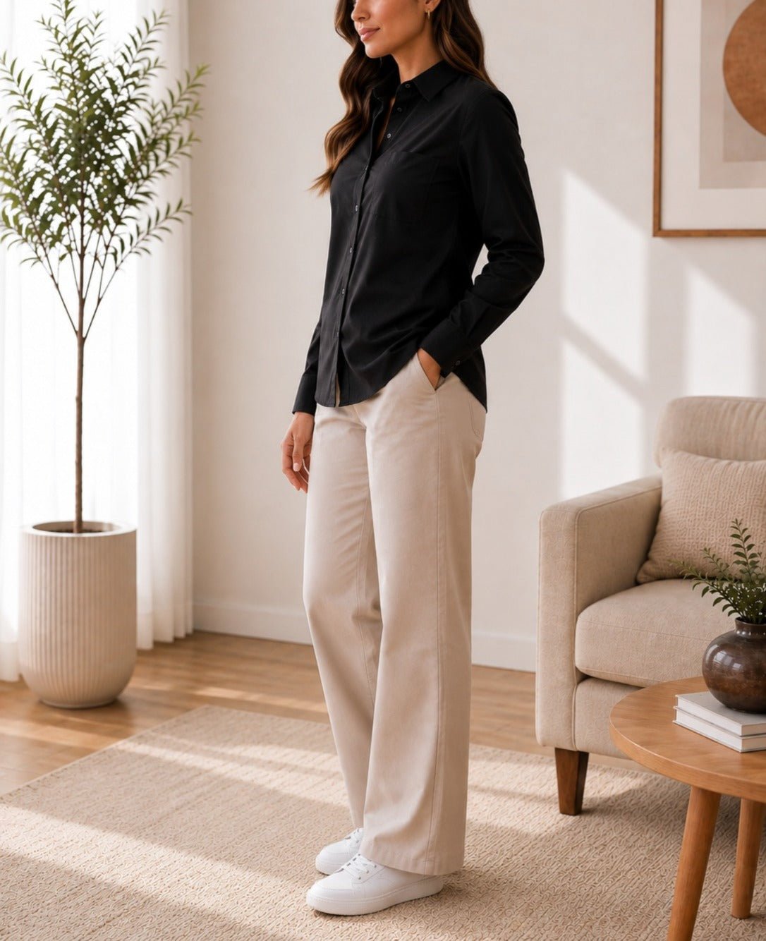Ladies Black Button Shirt - StylePhase SA