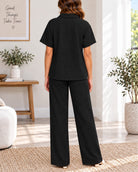 Ladies Black Button Shirt Two-Piece Set - StylePhase SA