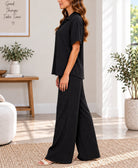 Ladies Black Button Shirt Two-Piece Set - StylePhase SA