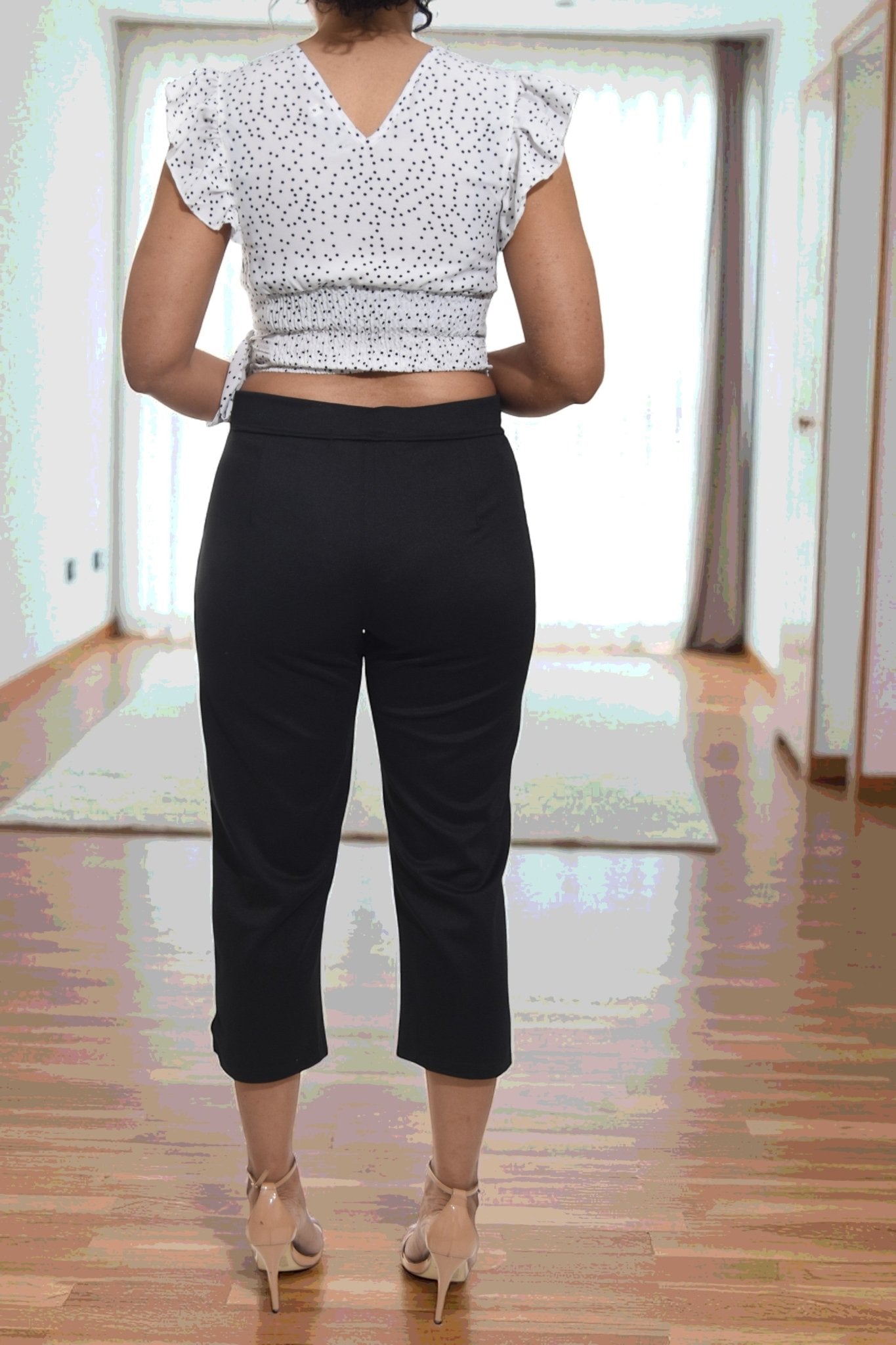 Ladies Black Capri Zip Pants - StylePhase SA