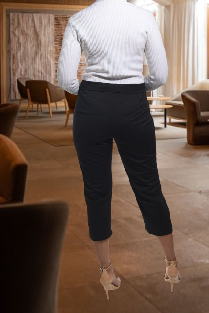 Ladies Black Capri Zip Pants - StylePhase SA