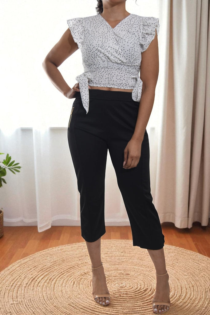 Ladies Black Capri Zip Pants - StylePhase SA