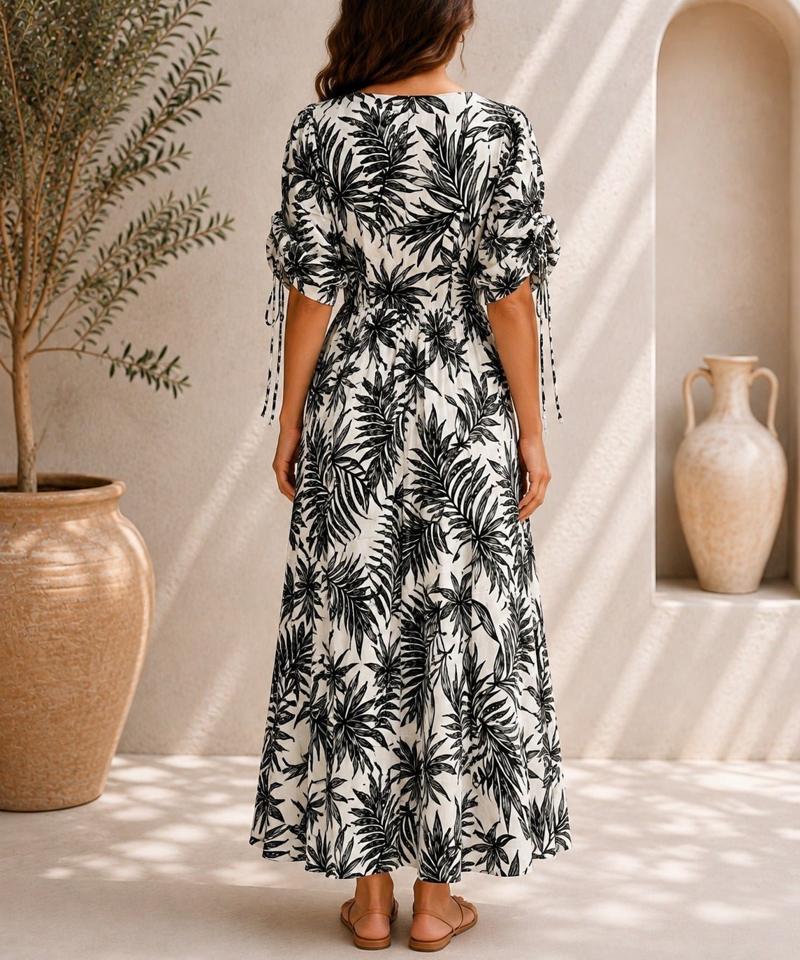 Ladies Black Chiffon Ruche Sleeve Dress - StylePhase SA