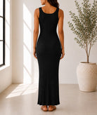 Ladies Black Crinkled Knit Bodycon Dress - StylePhase SA