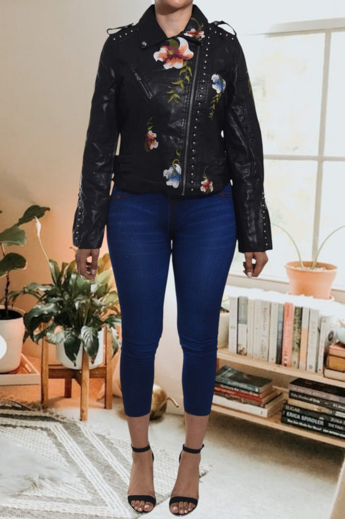 Ladies Black Crop Zip Jacket - Leather Look - StylePhase SA