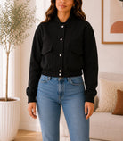 Ladies Black Cropped Fleece New Feeling jacket - StylePhase SA