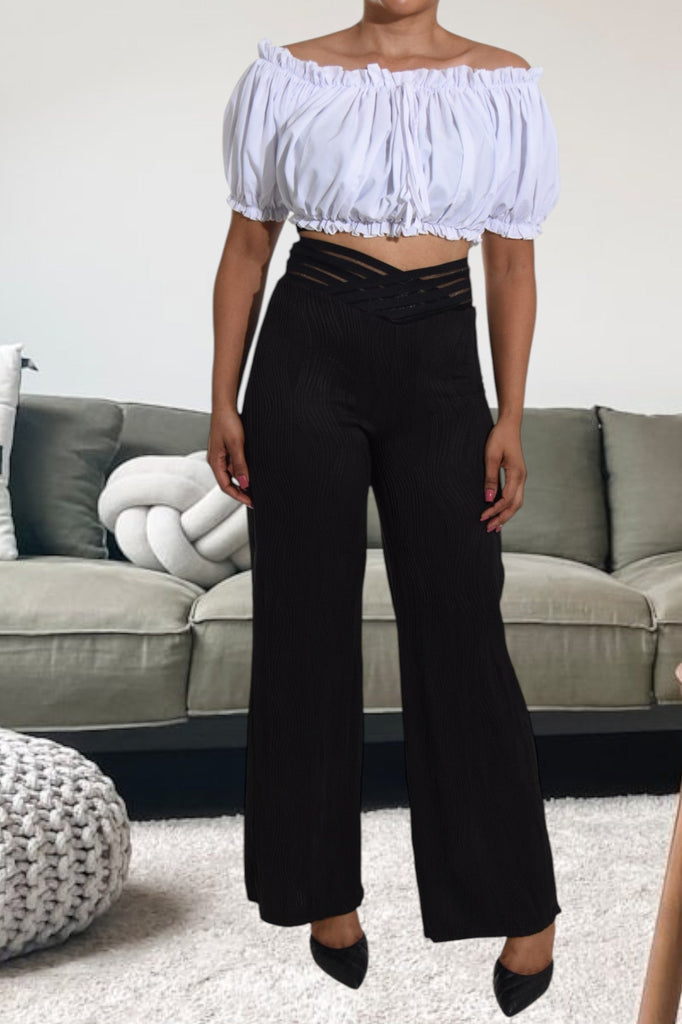 Ladies Black Cut Out Waist Pants - StylePhase SA