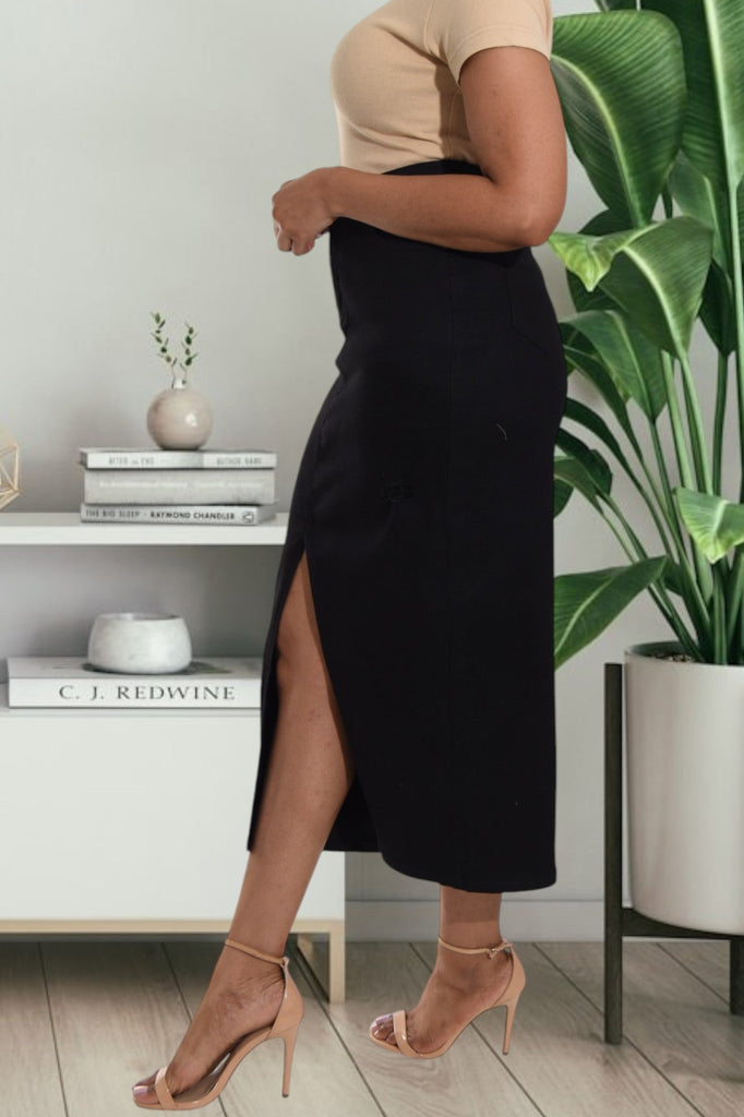 Ladies Black Denim Slit Skirt - StylePhase SA