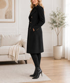 Ladies Black Double Breast Coat - StylePhase SA