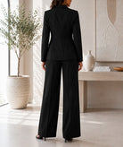 Ladies Black Double Breasted Blazer & Wide Leg Trouser Set - StylePhase SA