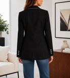 Ladies Black Double-Breasted Tailored Longline Coat - StylePhase SA