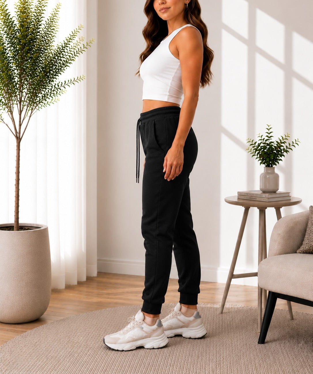 Ladies Black Drawstring joggers - StylePhase SA