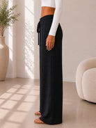 Ladies Black Drawstring Knitwear Pants - StylePhase SA