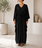 Ladies Black Drawstring V-Neck Kaftan - StylePhase SA
