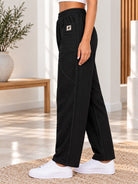 Ladies Black Elastic Waistband Front Pocket Pants - StylePhase SA