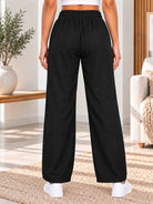 Ladies Black Elastic Waistband Front Pocket Pants - StylePhase SA