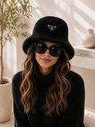 Ladies Black Faux Fur Bucket Hat - StylePhase SA