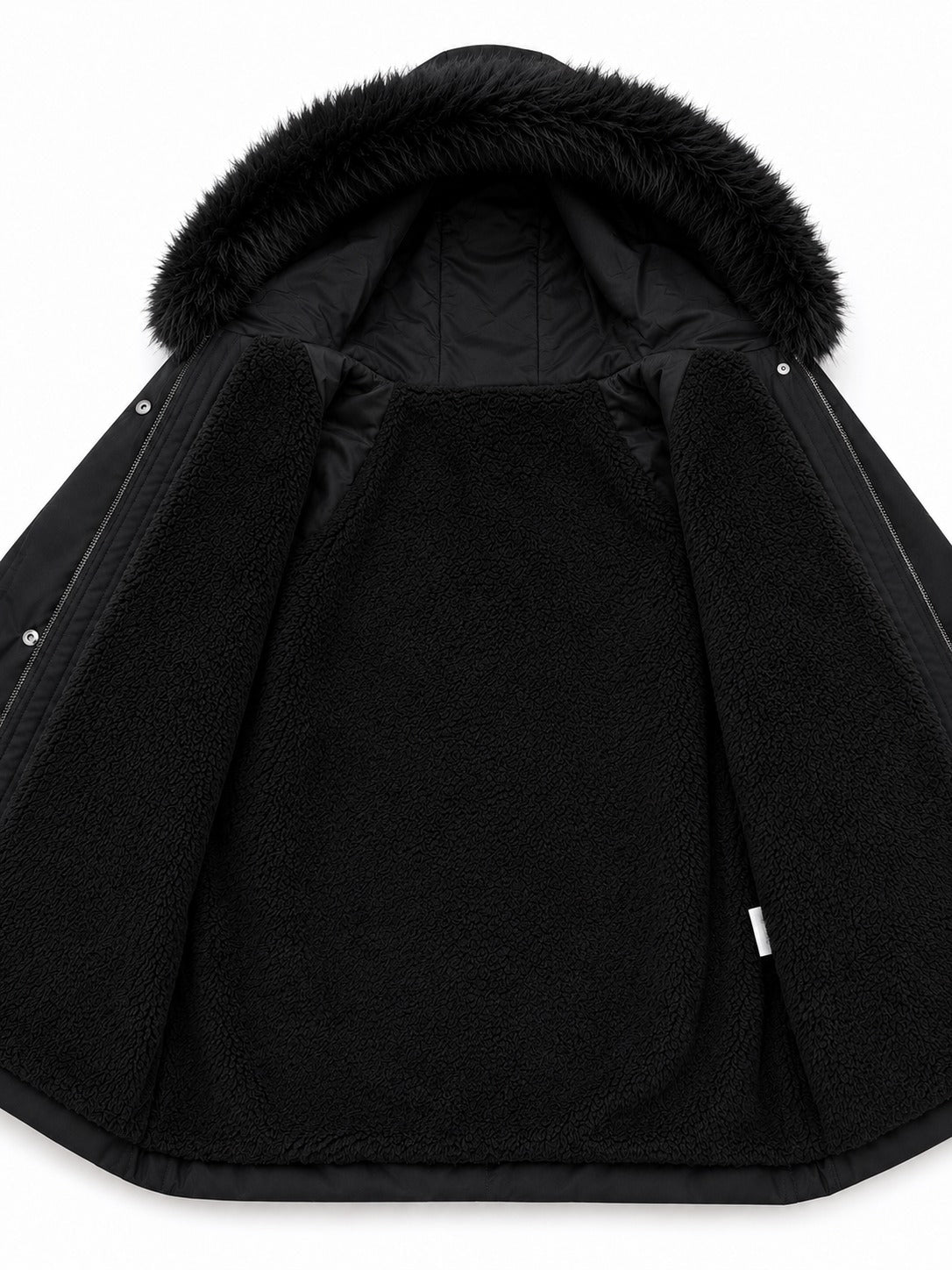Ladies Black Faux Fur Trim Hoody Jacket - StylePhase SA