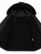 Ladies Black Faux Fur Trim Hoody Jacket - StylePhase SA