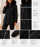 Ladies Black Faux Fur Trim Hoody Jacket - StylePhase SA